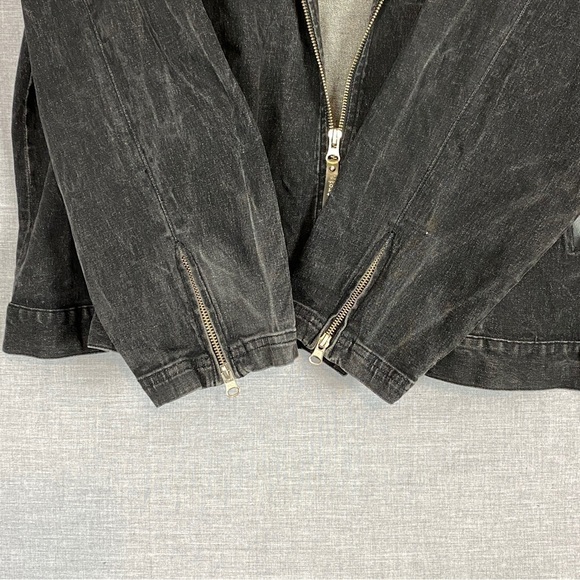 Un Deux Trois Denim Jacket Sz 28 Black Stonewash Zipper Front - Picture 4 of 10